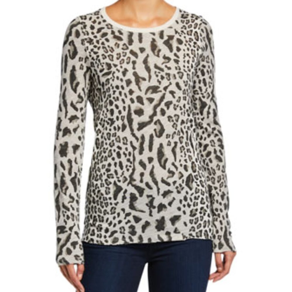 ✅ ATM Anthony Thomas Melillo Mixed Leopard-Print Long-Sleeve Shirt SIZE‎ MEDIUM